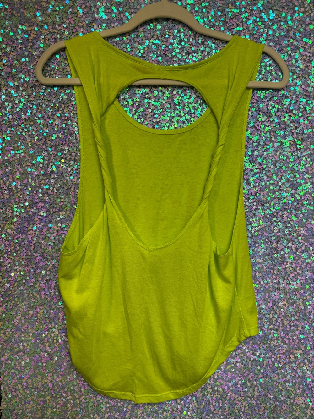 BONGO Neon Lime Stud-Shoulder Sleeveless Tank Top - Low Back - Picture 5 of 7